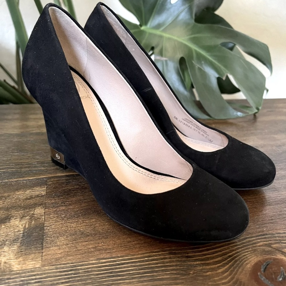 Tory Burch Black Suede Pump Wedges